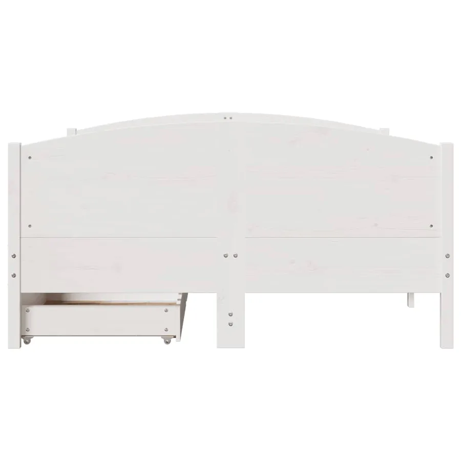 Cadre de lit sans matelas blanc 120x200 cm bois de pin massif - 4