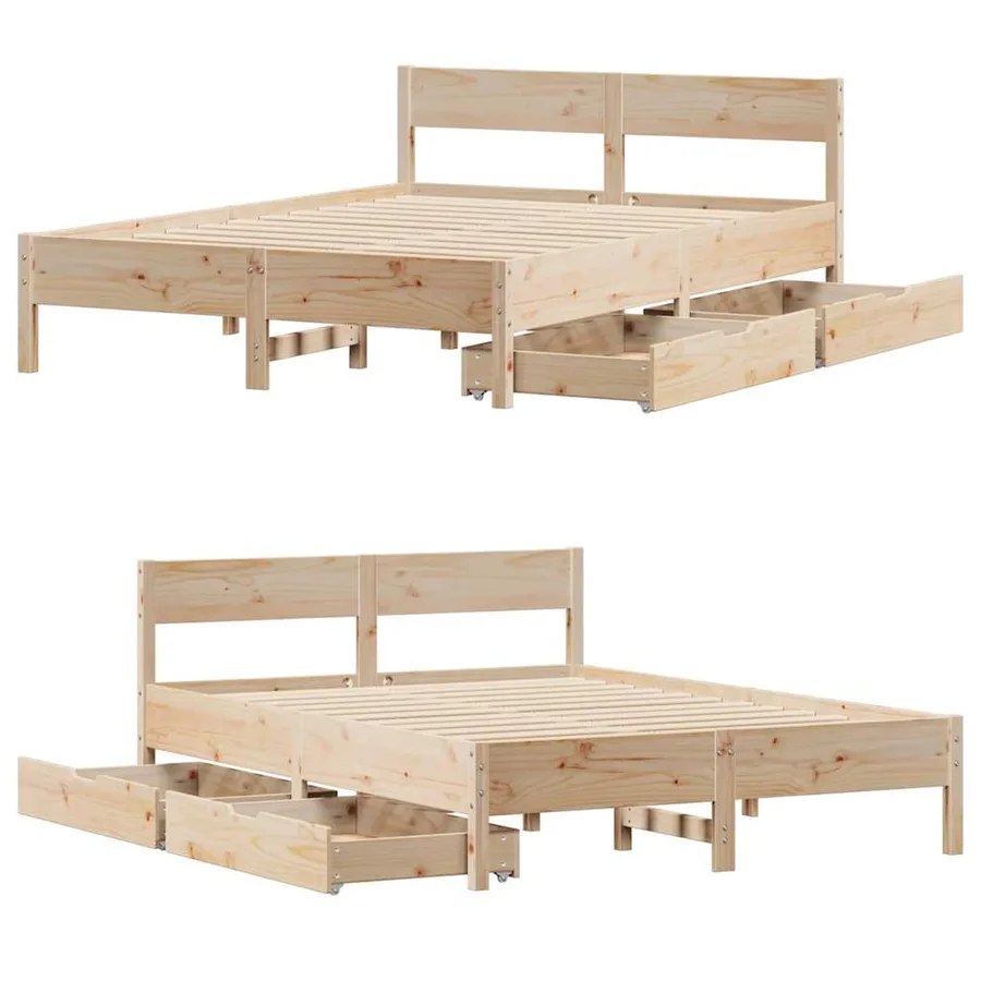 Cadre de lit sans matelas 120x200 cm bois de pin massif - 9