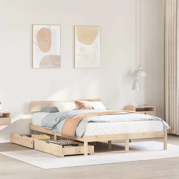 Cadre de lit sans matelas 160x200 cm bois massif de pin