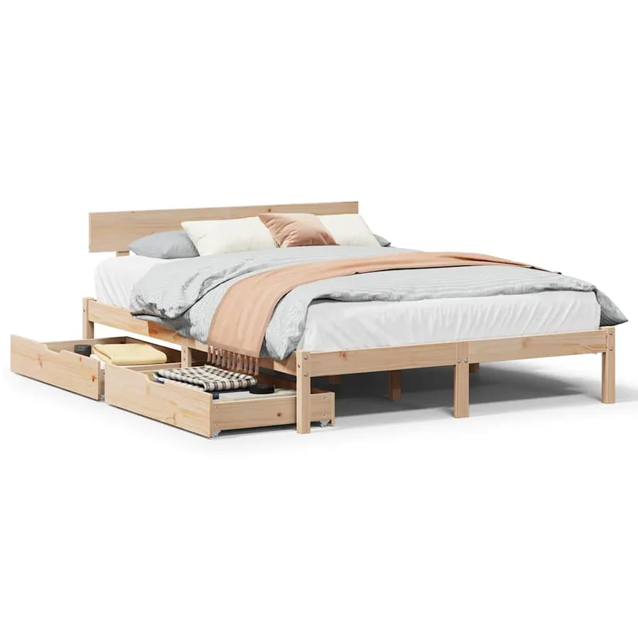 Cadre de lit sans matelas 160x200 cm bois massif de pin - 2