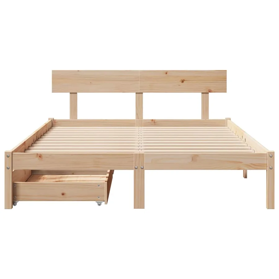 Cadre de lit sans matelas 160x200 cm bois massif de pin - 4