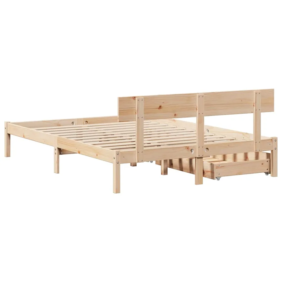 Cadre de lit sans matelas 160x200 cm bois massif de pin - 6