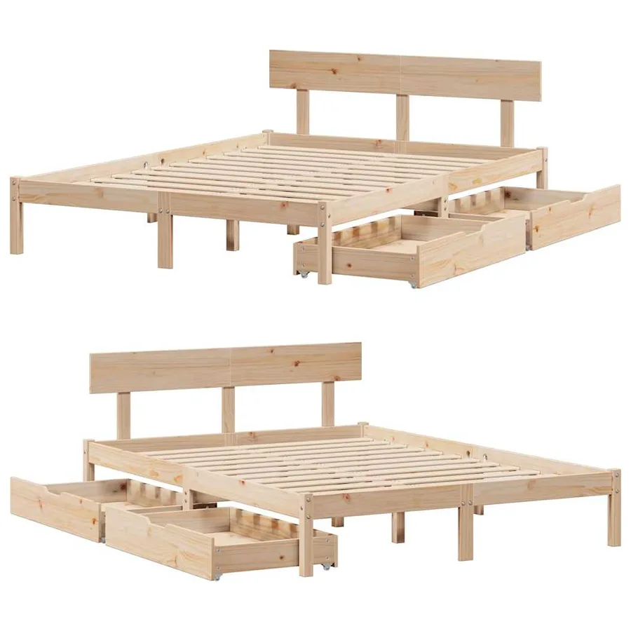 Cadre de lit sans matelas 160x200 cm bois massif de pin - 9