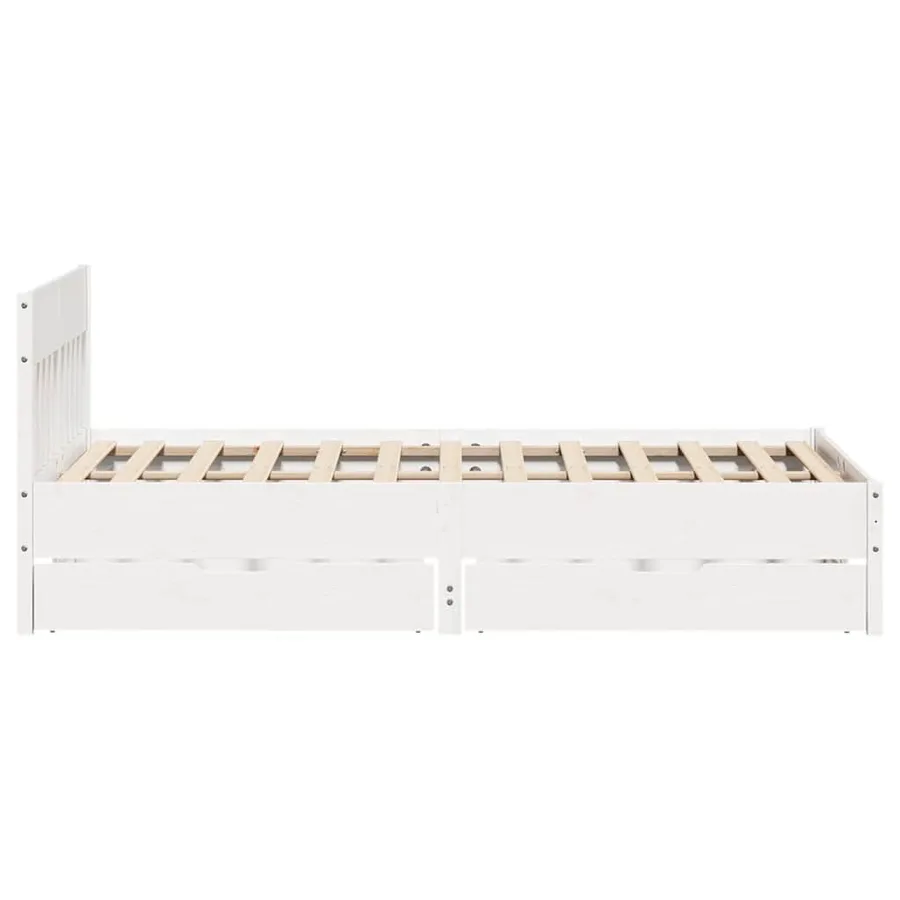 Cadre de lit sans matelas blanc 160x200 cm bois de pin massif - 7