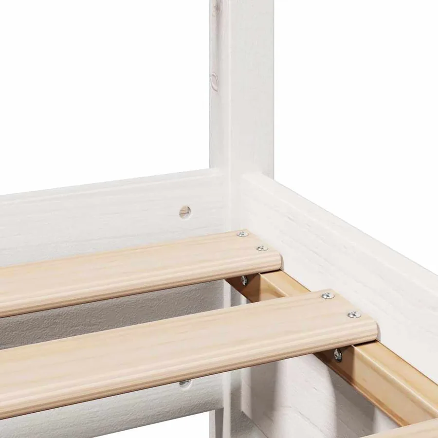 Cadre de lit sans matelas blanc 160x200 cm bois de pin massif - 10