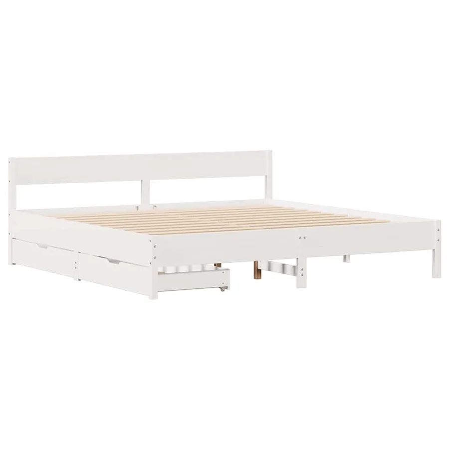Cadre de lit sans matelas blanc 160x200 cm bois de pin massif - 3