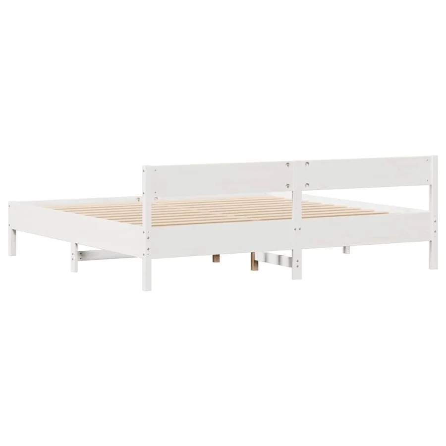 Cadre de lit sans matelas blanc 160x200 cm bois de pin massif - 8
