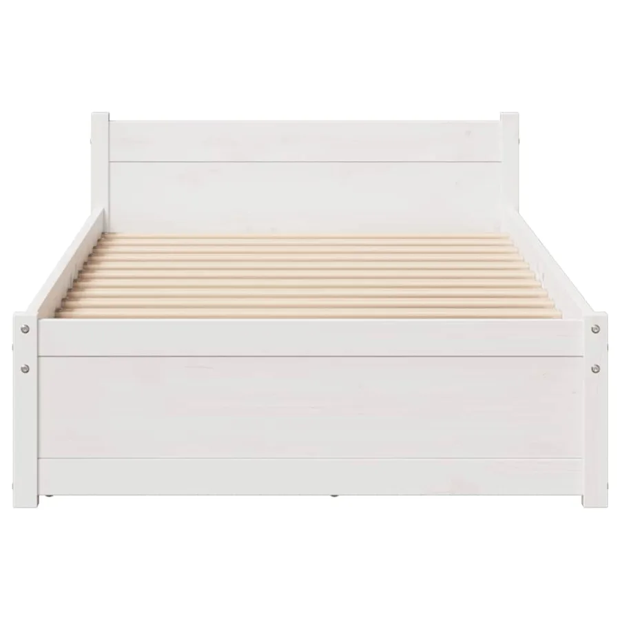 Cadre de lit sans matelas blanc 90x200 cm bois de pin massif - 4