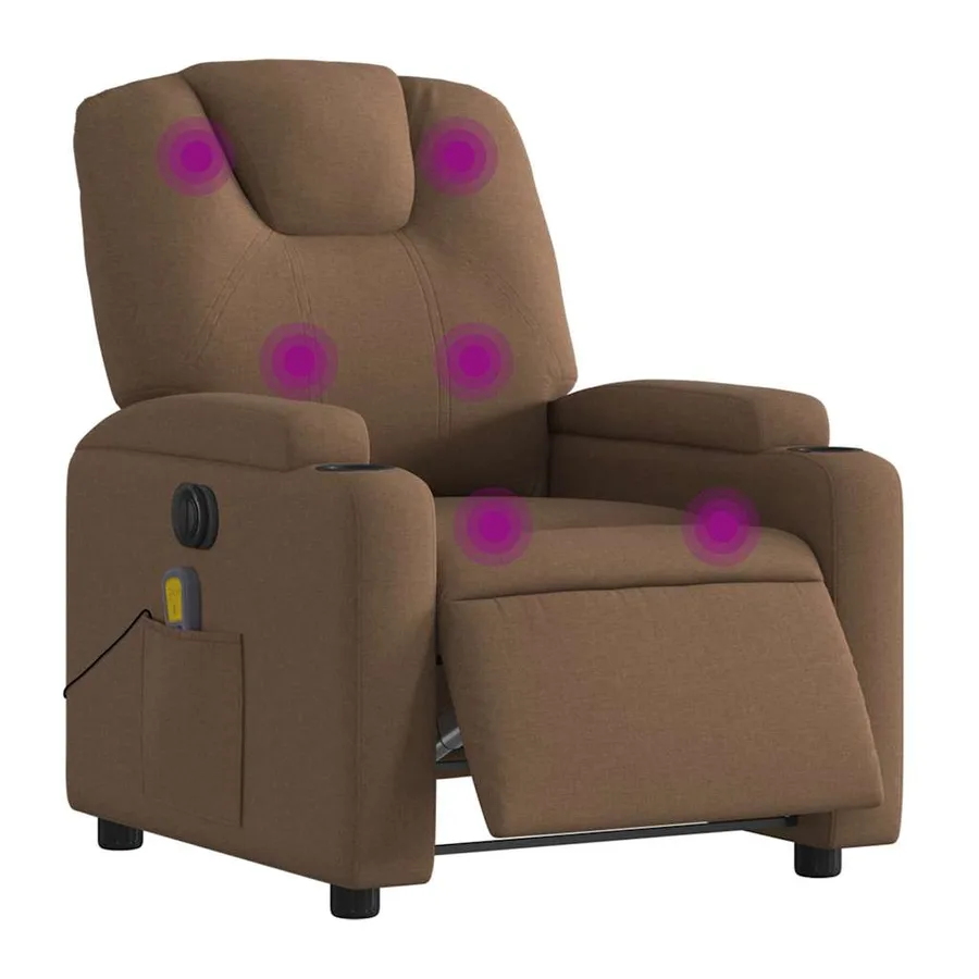Fauteuil inclinable de massage électrique marron tissu - 3