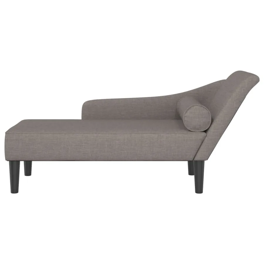 Chaise longue avec coussins taupe tissu - 3