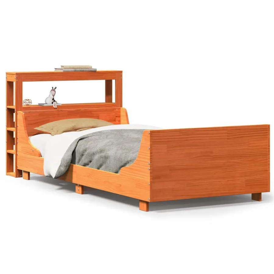Cadre de lit sans matelas cire marron 100x200cm bois pin massif - 2