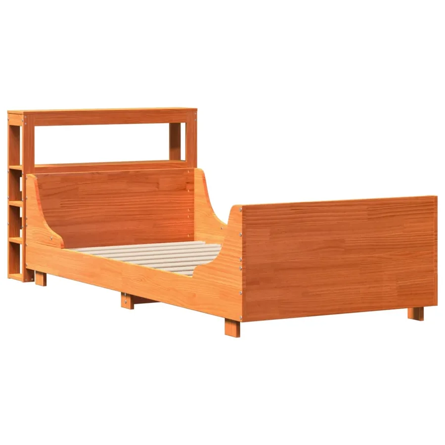 Cadre de lit sans matelas cire marron 100x200cm bois pin massif - 3