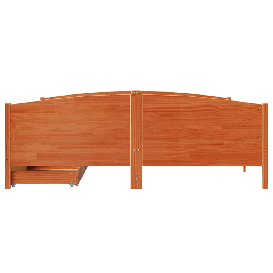 Cadre de lit sans matelas cire marron 200x200cm bois pin massif - 4