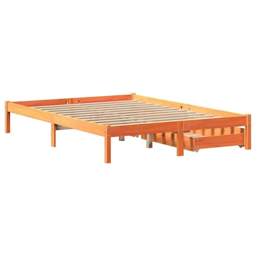 Cadre de lit sans matelas cire marron 160x200cm bois pin massif - 6