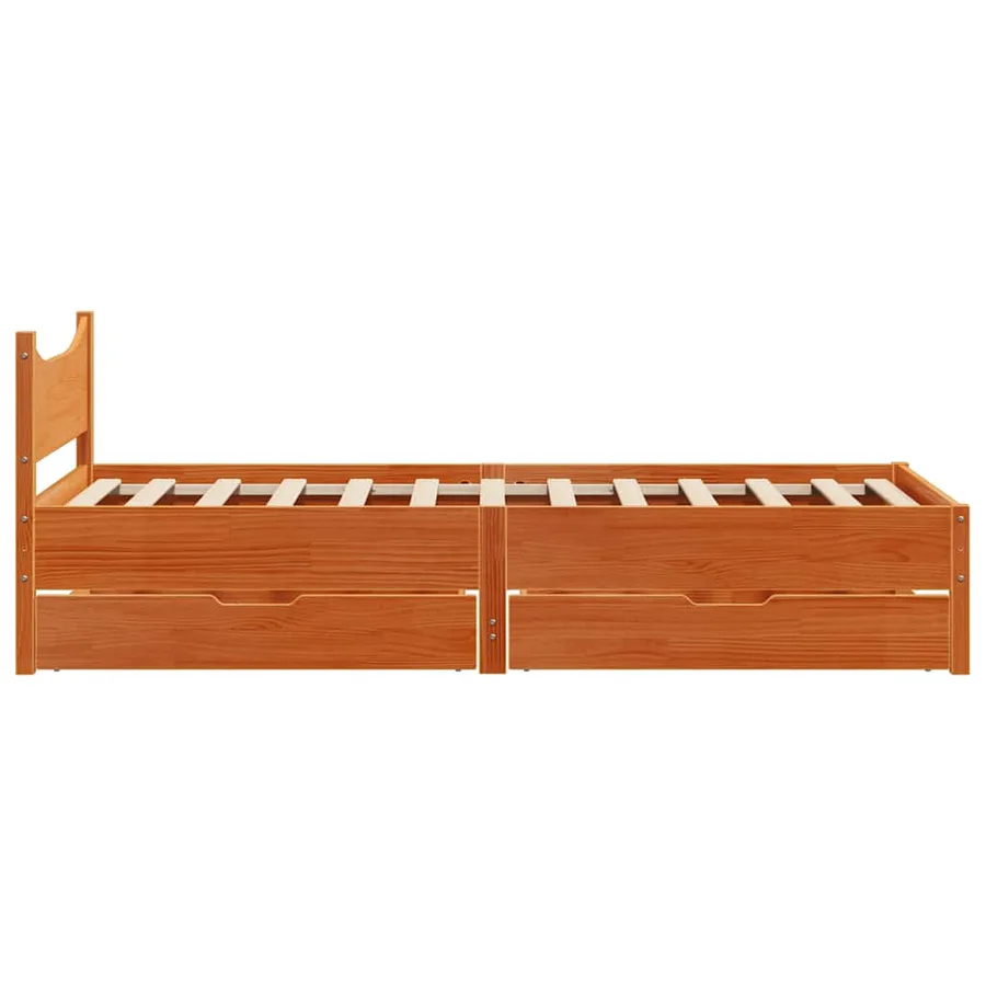 Cadre de lit et tiroirs cire marron 100x200 cm bois de pin - 7