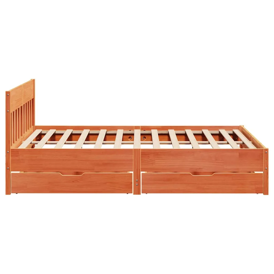 Cadre de lit sans matelas cire marron 200x200cm bois pin massif - 7
