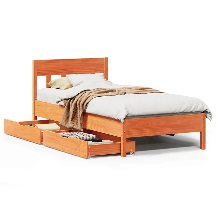 Cadre de lit sans matelas cire marron 90x200 cm bois pin massif - 2
