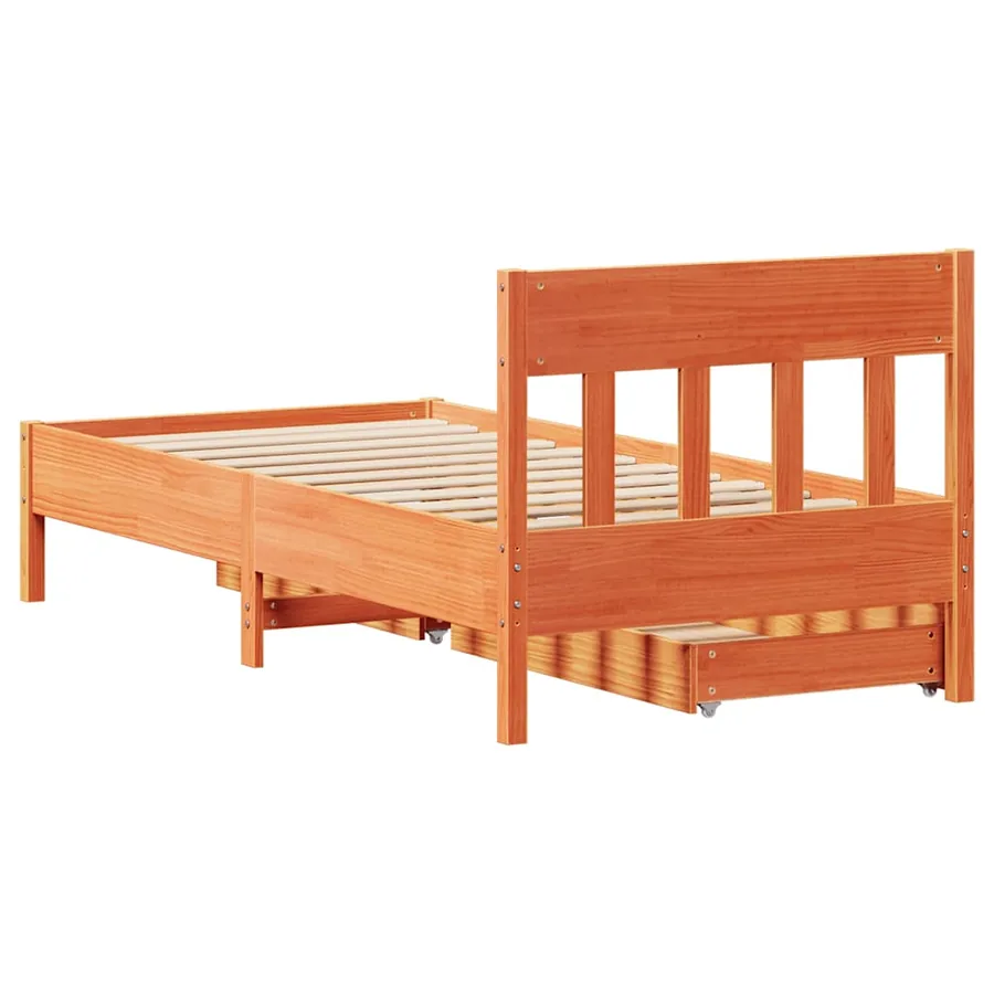 Cadre de lit sans matelas cire marron 90x200 cm bois pin massif - 8
