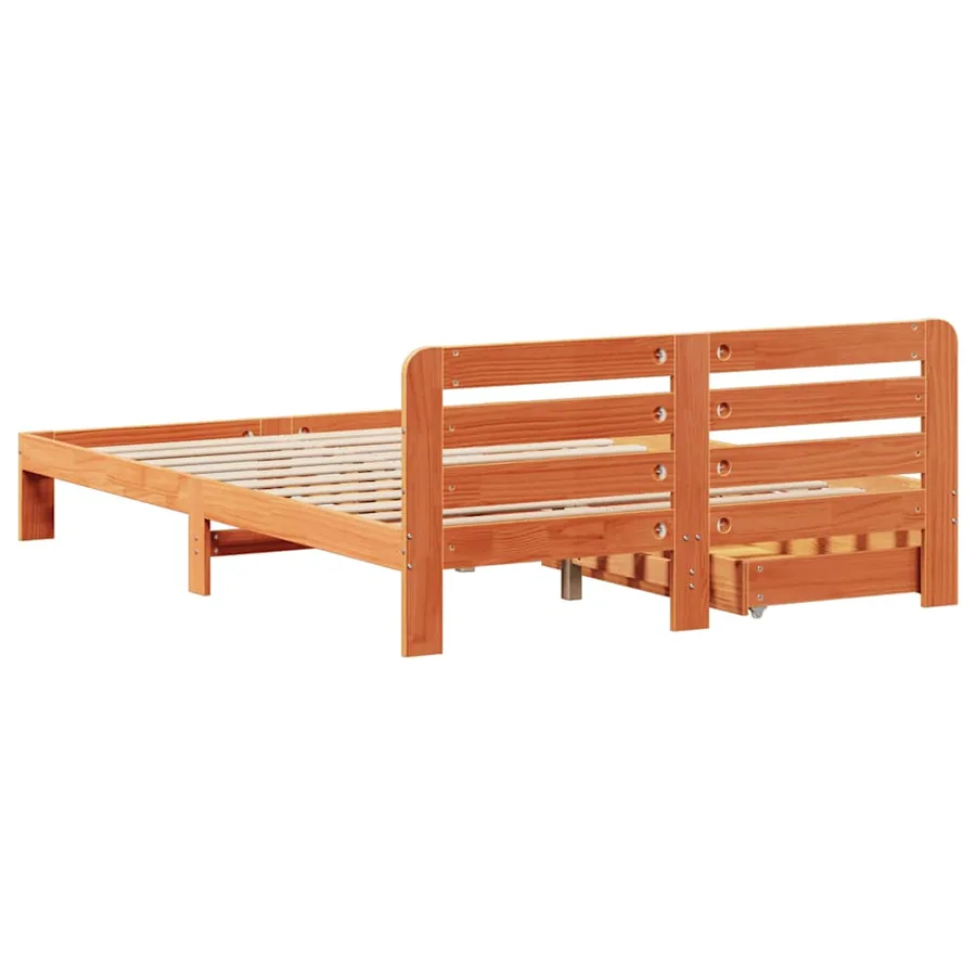 Cadre de lit sans matelas cire marron 140x200cm bois pin massif - 8