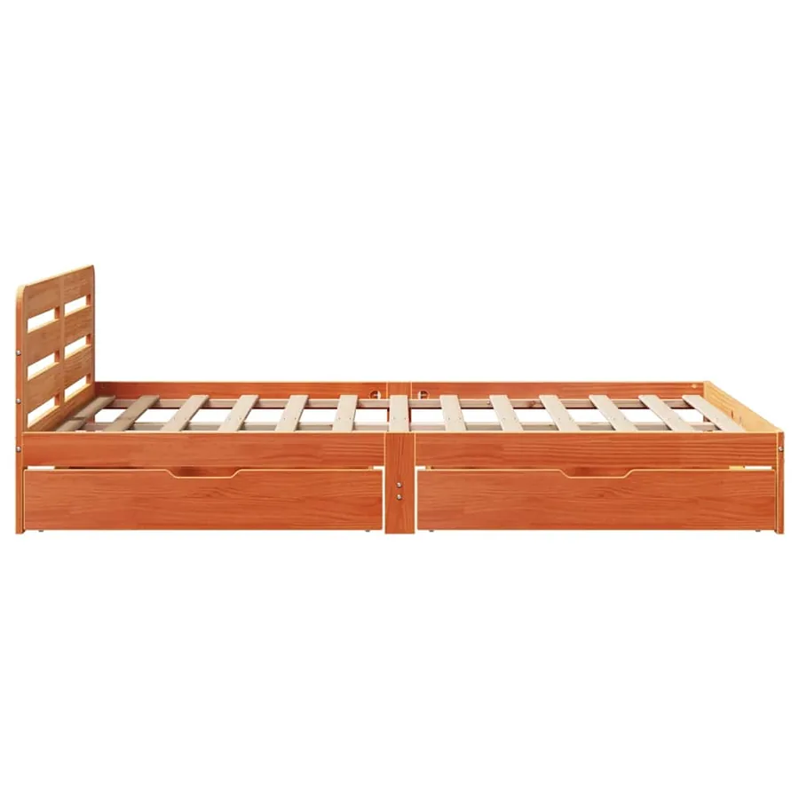 Cadre de lit sans matelas cire marron 160x200cm bois pin massif - 7