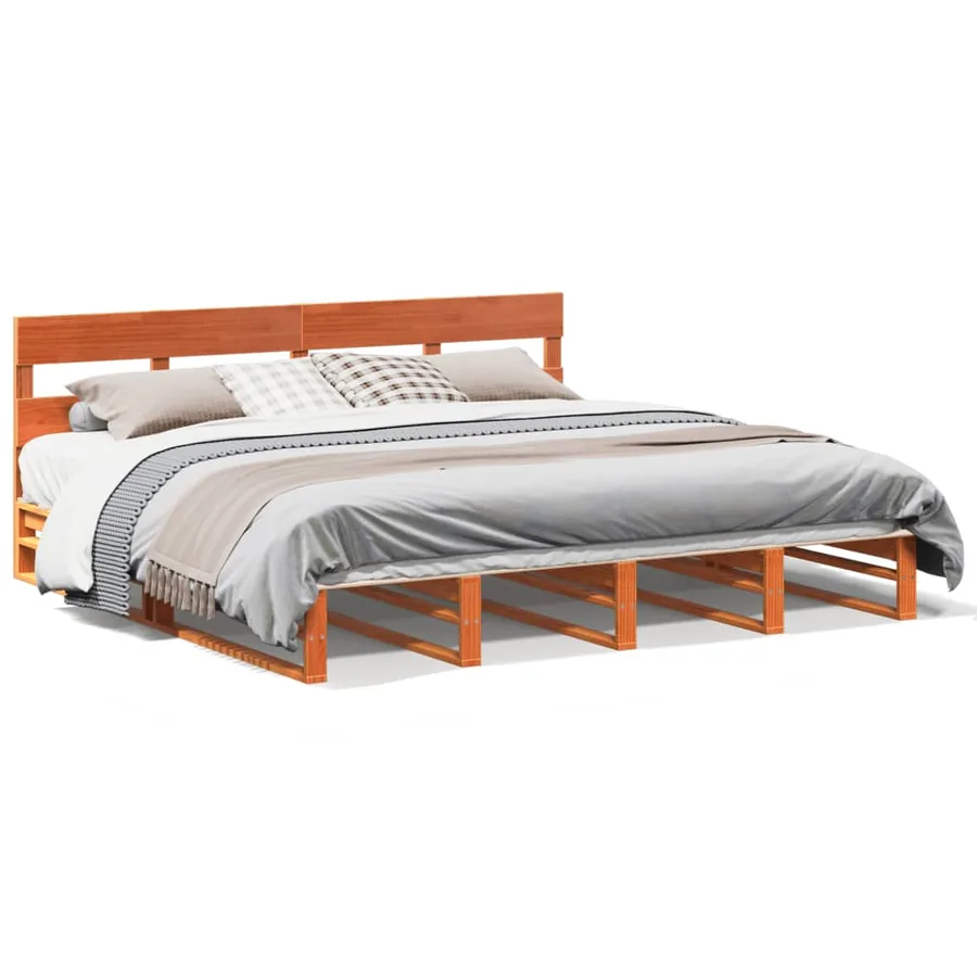Cadre de lit sans matelas cire marron 180x200cm bois pin massif - 2