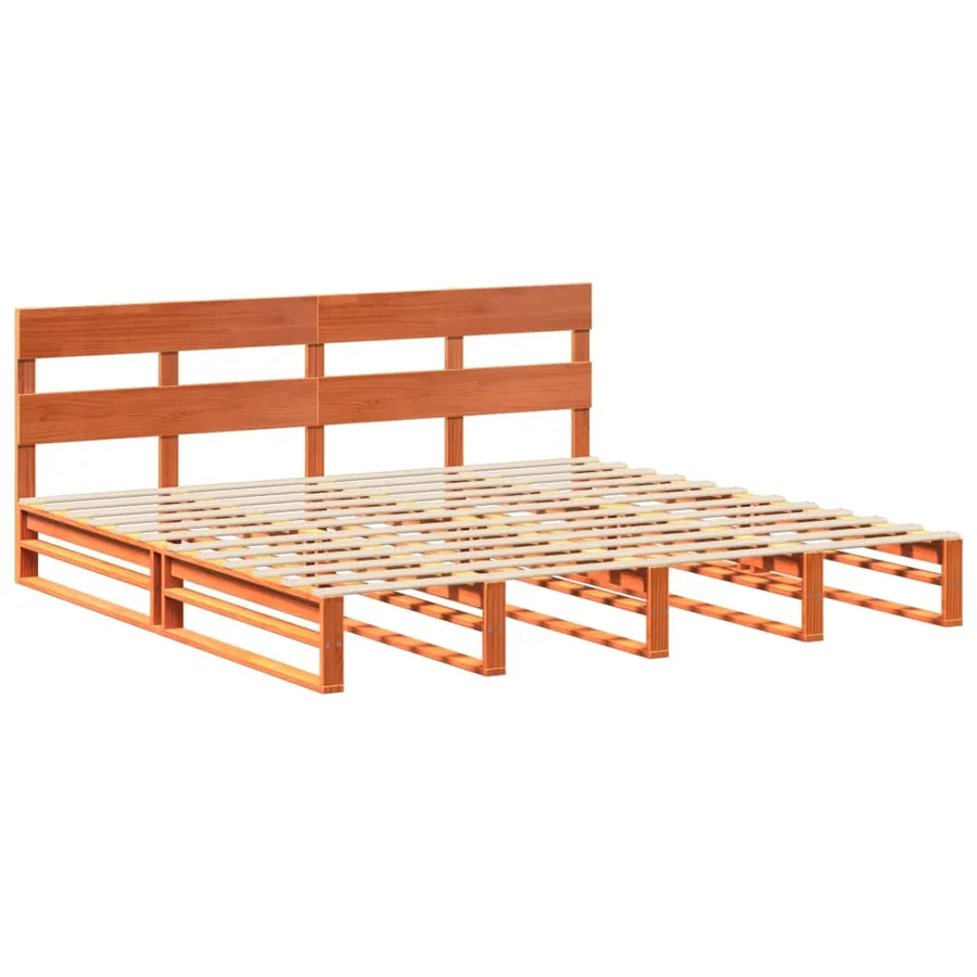 Cadre de lit sans matelas cire marron 180x200cm bois pin massif - 3