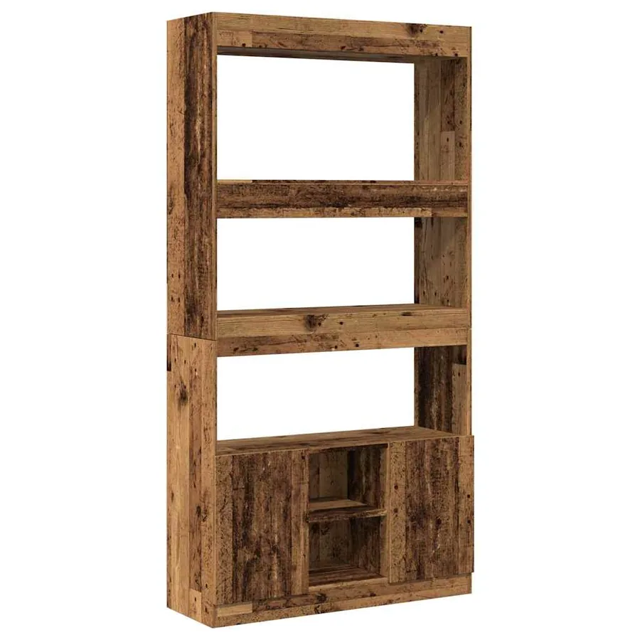 Buffet haut vieux bois 92x33x180 cm bois d'ingénierie - 2