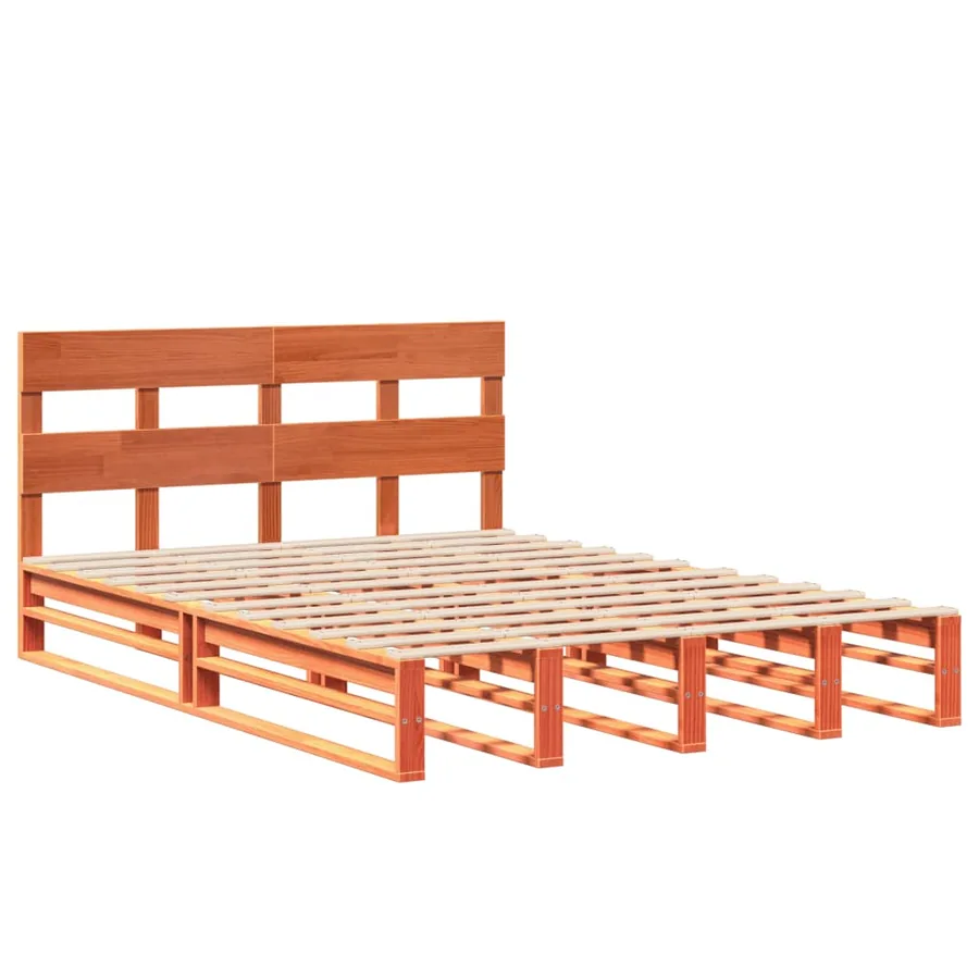 Cadre de lit sans matelas cire marron 120x190cm bois pin massif - 3