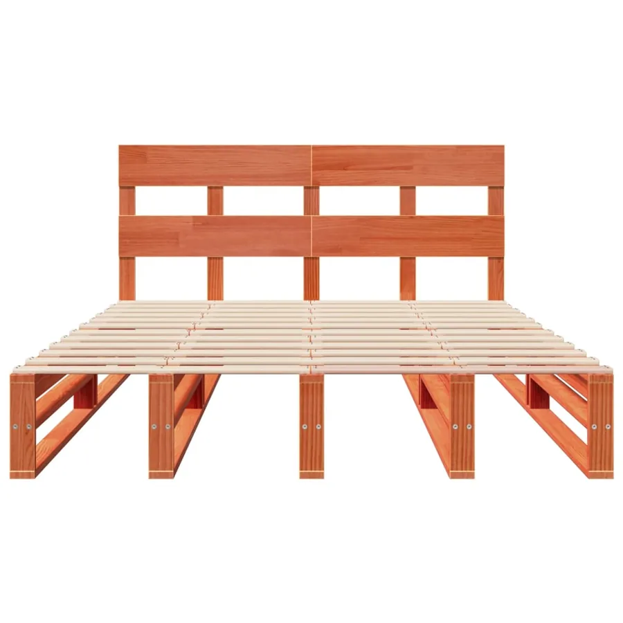 Cadre de lit sans matelas cire marron 120x190cm bois pin massif - 6