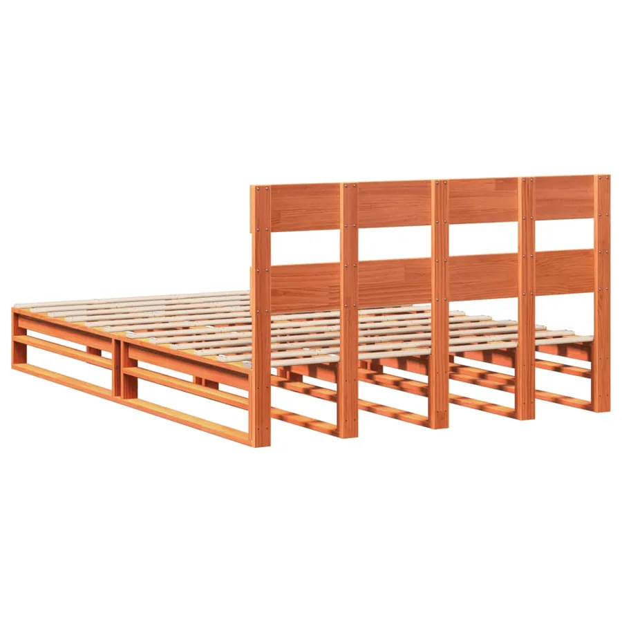 Cadre de lit sans matelas cire marron 120x190cm bois pin massif - 8