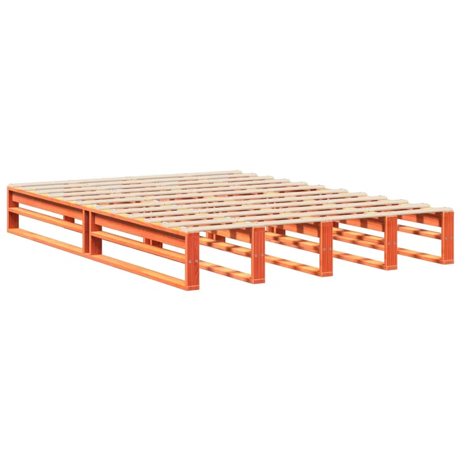 Cadre de lit sans matelas cire marron 140x200cm bois pin massif - 4
