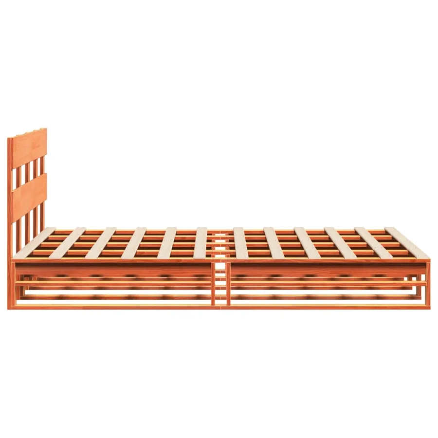 Cadre de lit sans matelas cire marron 140x200cm bois pin massif - 7