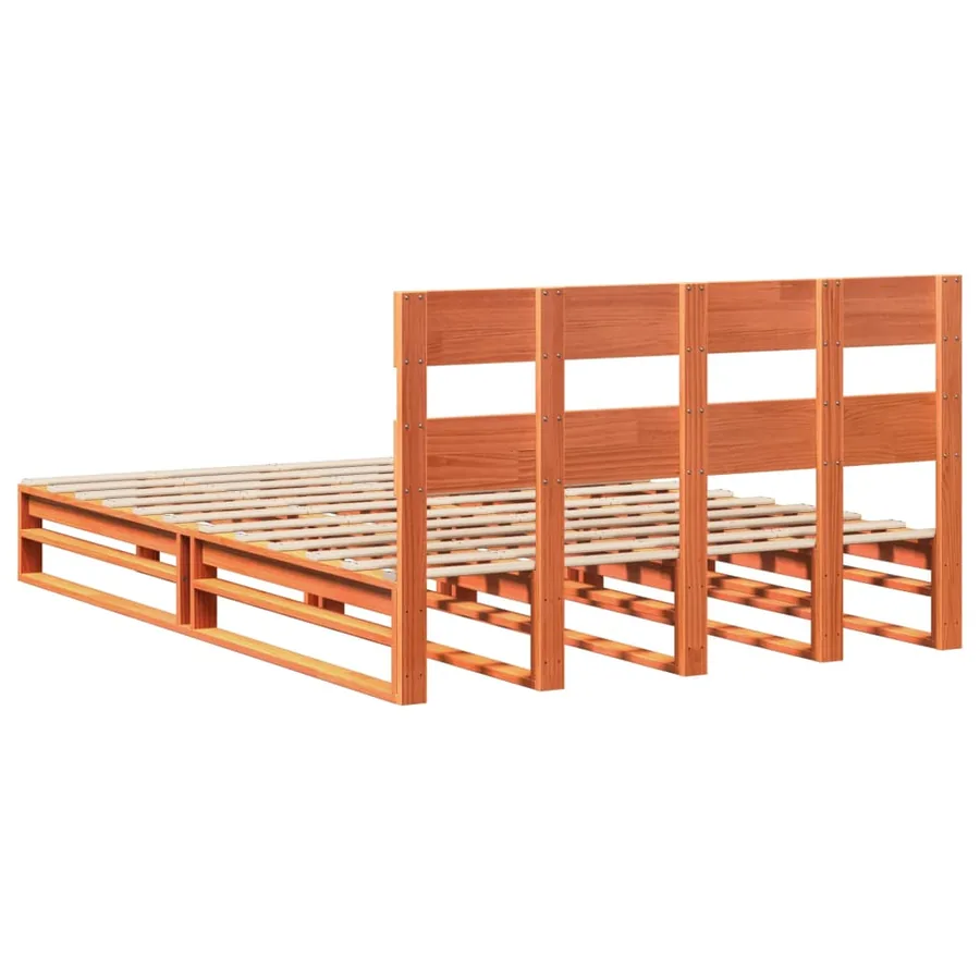 Cadre de lit sans matelas cire marron 140x200cm bois pin massif - 8