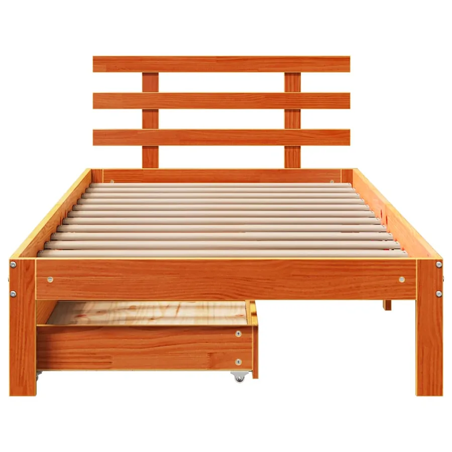 Cadre de lit avec tiroirs sans matelas cire marron 75x190 cm - 4