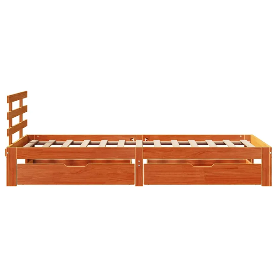 Cadre de lit avec tiroirs sans matelas cire marron 75x190 cm - 7