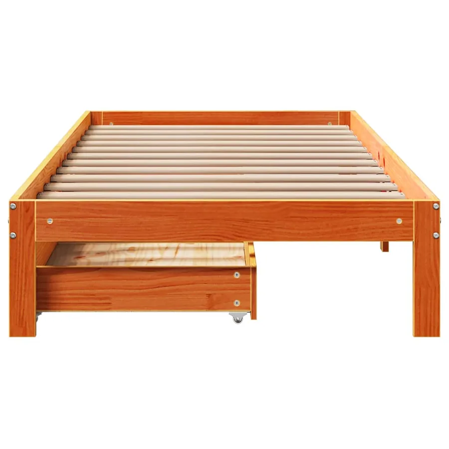 Cadre de lit avec tiroirs sans matelas cire marron 75x190 cm - 4