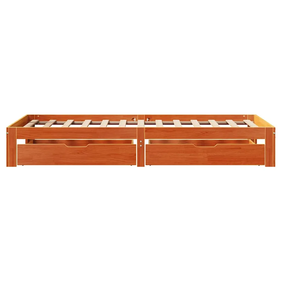 Cadre de lit avec tiroirs sans matelas cire marron 75x190 cm - 7
