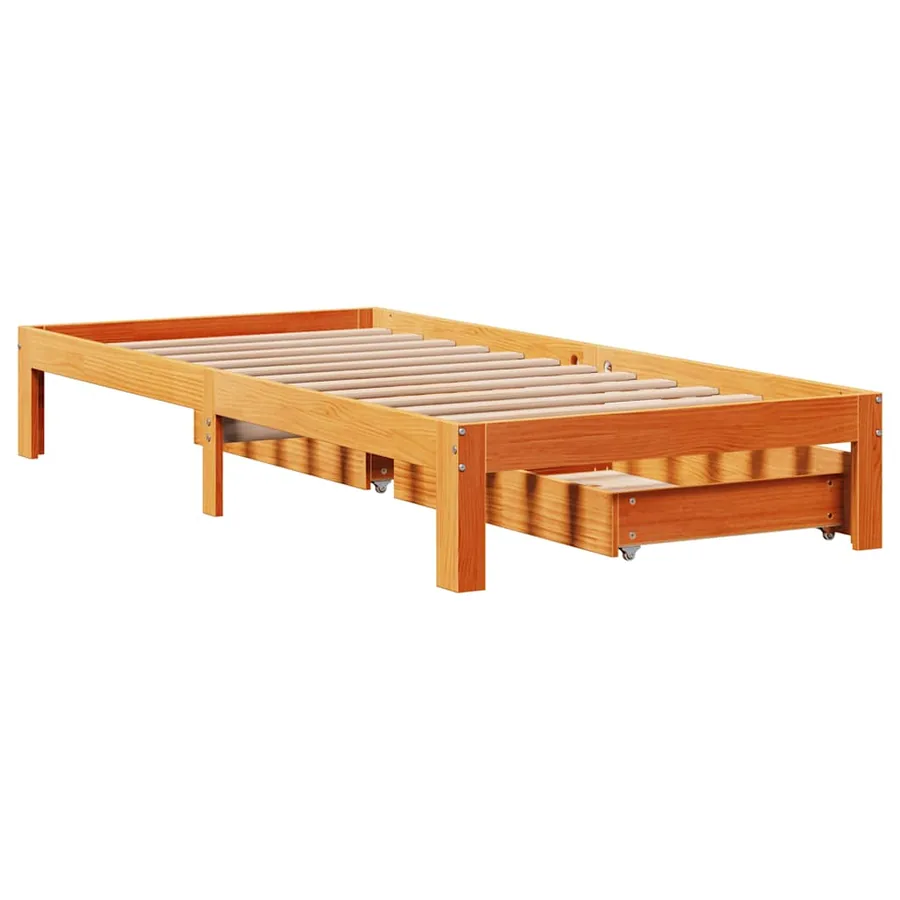 Cadre de lit avec tiroirs sans matelas cire marron 75x190 cm - 8