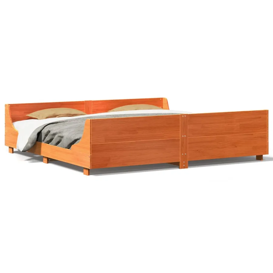 Cadre de lit sans matelas cire marron 180x200cm bois pin massif - 2