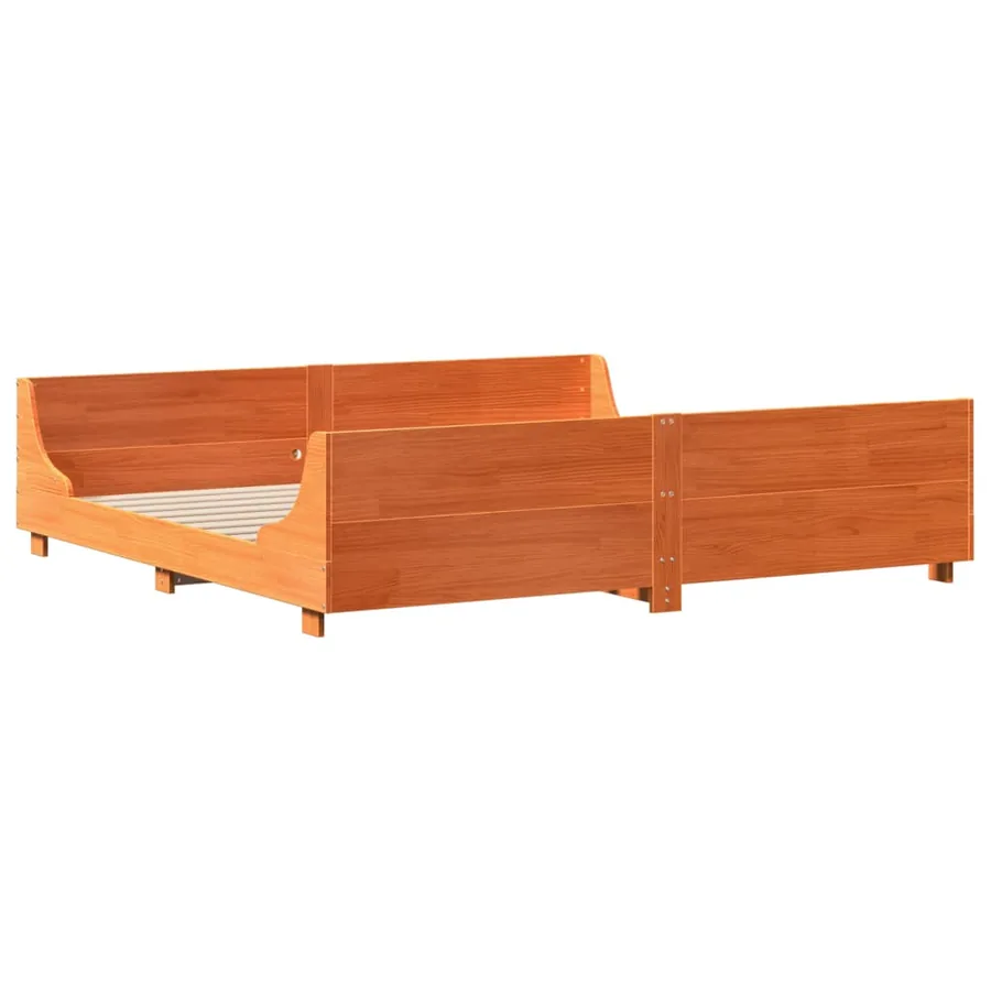 Cadre de lit sans matelas cire marron 180x200cm bois pin massif - 3