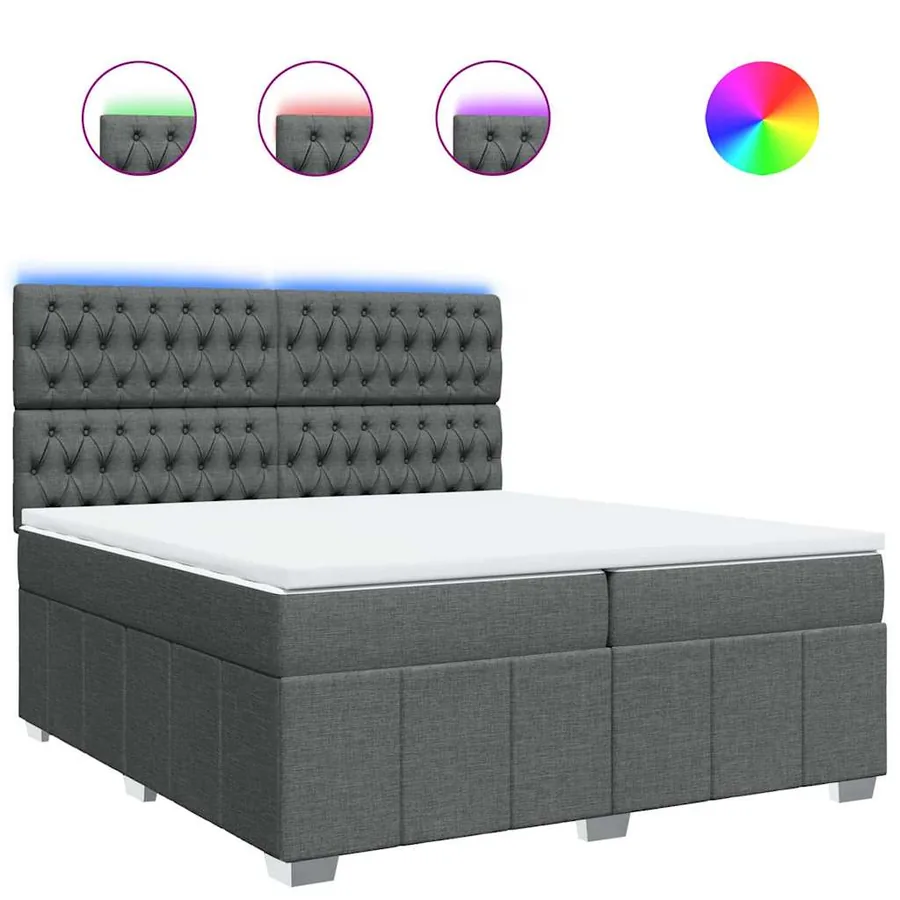 Sommier à lattes de lit avec matelas Gris foncé 200x200cm Tissu - 2