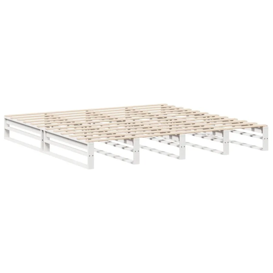 Cadre de lit sans matelas blanc 200x200 cm bois massif de pin - 6