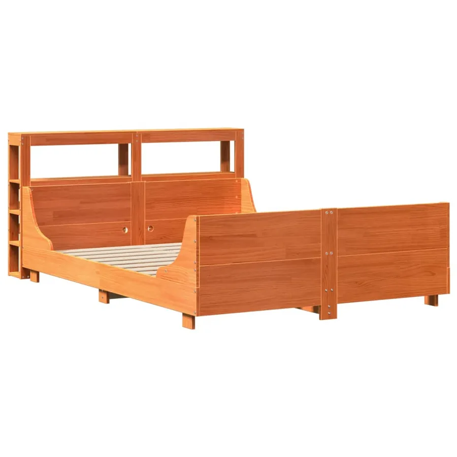 Cadre de lit sans matelas cire marron 140x190cm bois pin massif - 3