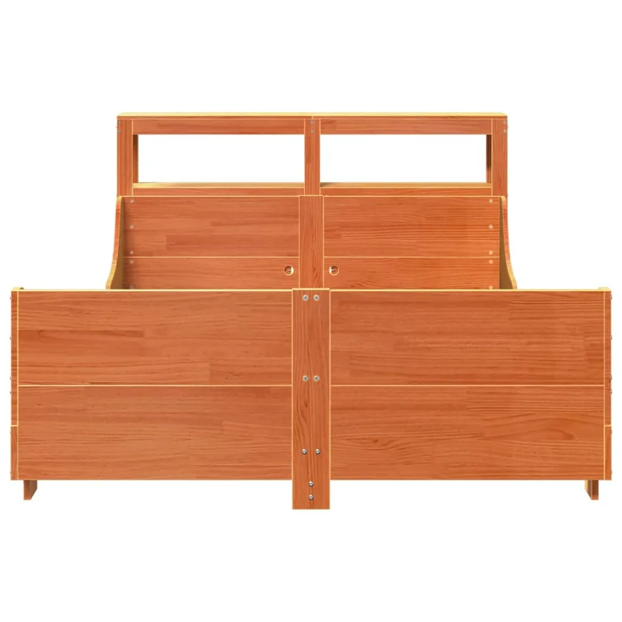 Cadre de lit sans matelas cire marron 140x190cm bois pin massif - 4