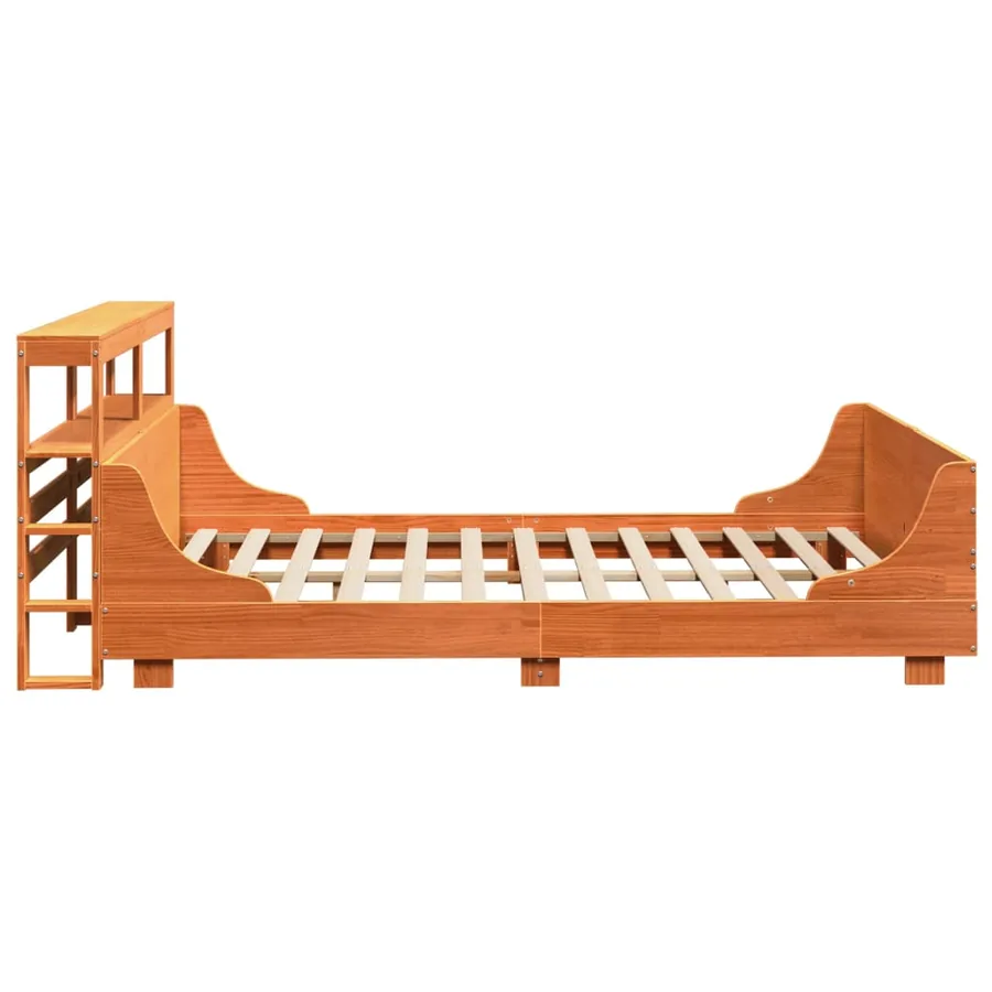 Cadre de lit sans matelas cire marron 140x190cm bois pin massif - 7