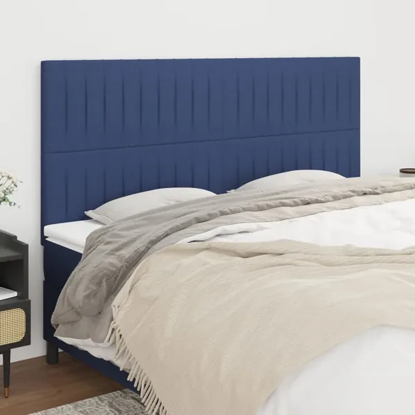 Tête de lit Bleu 200x5x118/128 cm Tissu
