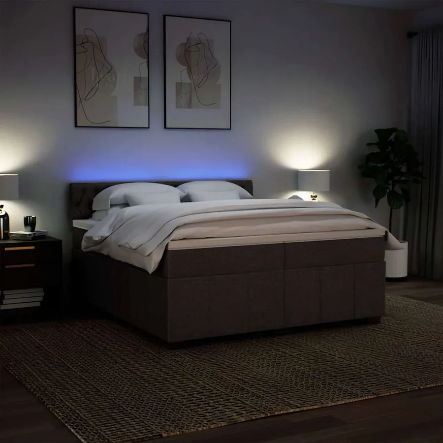 Sommier à lattes de lit avec matelas Marron foncé 200x200 cm - 5