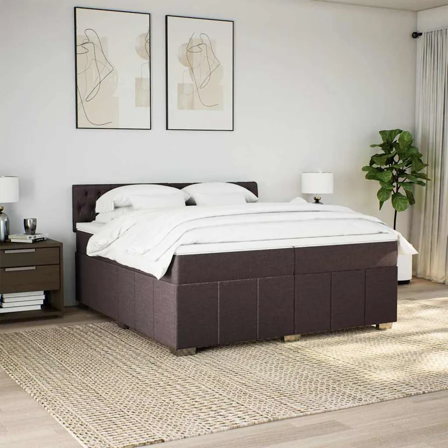 Sommier à lattes de lit avec matelas Marron foncé 200x200 cm - 3