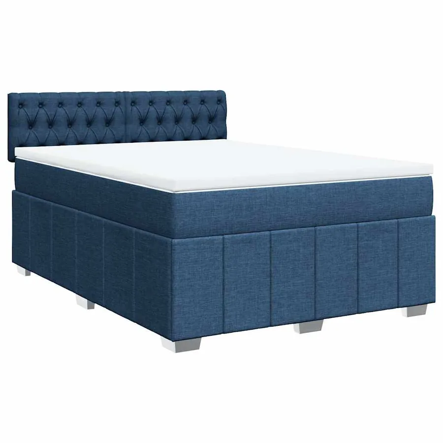 Sommier à lattes de lit avec matelas Bleu 140x190 cm Tissu - 3