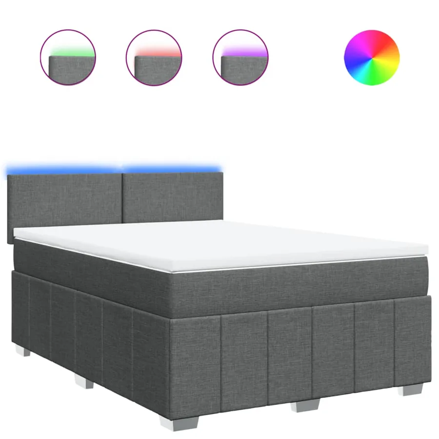 Sommier à lattes de lit avec matelas Gris foncé 140x190cm Tissu - 2